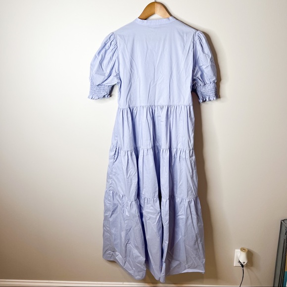 En Saison Willow Blue Tiered Poplin Midi Dress - Picture 7 of 8